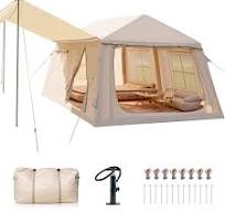 Lilypelle 8-10 Person Blow Up Inflatable Tent, with Removable Canopy and  Stove Jack, 2 Room Instant Setup Air Cabin, Waterproof Oxford Hot Camping  ...