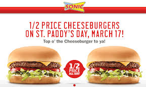 Pinned March 16th 50 Off Cheeseburgers Monday At Sonic Drive In Coupon Via The Coupons App Fast Food Reviews Cheeseburger Restaurant Deals Coupon