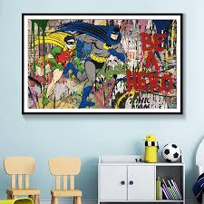 Nowadays, street art is considered a part of contemporary art. Superhero Street Art Painting Wall Poster For Kids Baby Nursery Bedroom Pictures Modern Banksy Graffiti Art Prints Home Decor Buy At The Price Of 3 09 In Aliexpress Com Imall Com