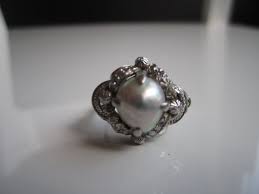 Antique Black And White Pearl Ring Antique Natural Pearl Ring 24k White Gold By Minaeh On Etsy 480 00 Natural Pearl Ring Natural Pearls Pearl Ring