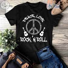 Range of styles in up to 16 colors. Funny Rock N Roll T Shirt Peace Love And Rock And Roll Tee Peace And Love Rock And Roll Novelty Shirts