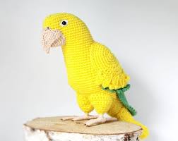Crochet Parrot Golden Conure Toy Amigurumi Parakeet Stuffed Crochet Parrot Animal Knitting Patterns Crochet Birds