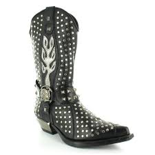 Black And White Cowboy Boots Mens M7928 S1 Mens And Womens Leather Studded Western Boots Black Mens Cowboy Boots Western Boots Boots Men
