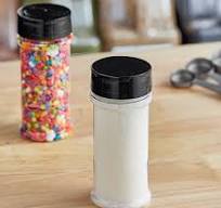 8.4 oz. Round Plastic Spice Container and 53/485 Black Induction-Lined Dual  Flapper Lid with 7 Holes - 285/Case