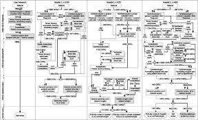 flow charts of the cataract pathways in the three eye