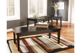 This coffee and end table set from ashley furniture has a contemporary style with a little bit of everything from urban industrial to driftwood beachy. Contemporary Denja Occasional Table Set Ashley Furniture Signature Design Contains Cocktail Table 2 End Tables Dark Brown Home Kitchen Furniture Femsa Com