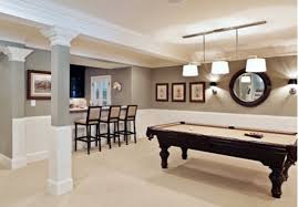 Basement Living Room With Pool Table And Bar Home House Basement Design
