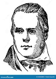 Sir Walter Scott, Vintage Illustration Stock Vector