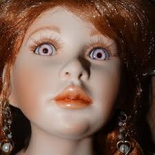 Large porcelain doll pink eyes