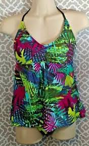 Details About Tropical Green Floral Halter Tankini Top Swim Bathing Suit Mossimo Medium
