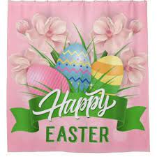 Happy Easter Pink Flowers And Eggs Shower Curtain Zazzle Com Happy Easter Wallpaper Easter Wallpaper Easter Images