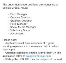 Submissions made through your online letter form will automatically be converted into polished, professional pdfs that are easy to download, print, and email. Career Path Hub A Twitter The Undermentioned Positions Are Requested At Sologic Group Abuja Farm Manager Creative Director Graphics Designer Hotel Manager Social Media Manager Veterinary