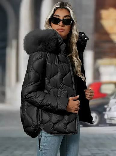 womens winter jacket hood collar puffer coat elegant warm - Temu