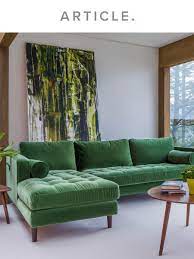 Sven Grass Green Left Sectional Sofa Living Room Decor Modern Brown Furniture Living Room Living Room Sets