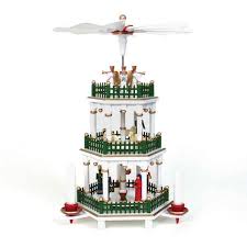 Erzgebirge Christmas Pyramids And Candelabra At The Wooden Wagon