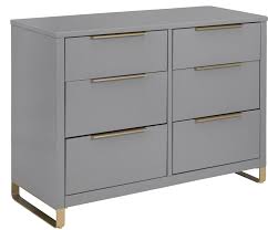 Modrn Glam 6 Drawer Dresser Grey With Satin Brass Walmart Com Walmart Com In 2020 Dresser Drawers 6 Drawer Dresser Diy Home Interior
