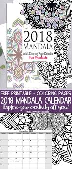 Coloring pages calendar monsul co. 2018 Mandala Adult Coloring Page Calendar Free Printable Kleinworth Co