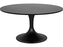 Black round metal outdoor dining table with umbrella hole and tempered glass top. Noir Furniture Black Metal 59 Wide Round Dining Table Noigtab539mtb