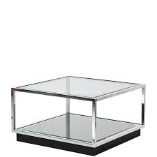 Gerne tauchen diese im mix mit glas oder metall auf. Quadratischer Couchtisch Aus Klarem Und Verspiegeltem Glas Element Und Silbernem Stahlrahmen