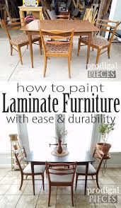 It's typically easiest to turn the chair upside down and paint the legs first. Paint Laminate Furniture With Ease Durability Prodigal Pieces