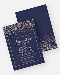 What you have in the package is: Rose Gold Confetti Navy Blue Typography Wedding Invitation