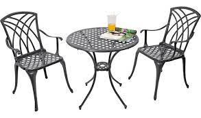 Both the painted metal bistro table ($188) and the painted metal bistro chair set. Buy Argos Home Porto 2 Seater Cast Aluminium Bistro Set Black Patio Sets Argos