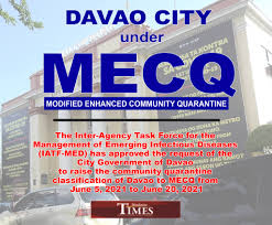 Movement is limited to accessing essential goods and services, and for work in permitted offices and establishments. Davao City Under Mecq From June 5 2021 To June 20 2021