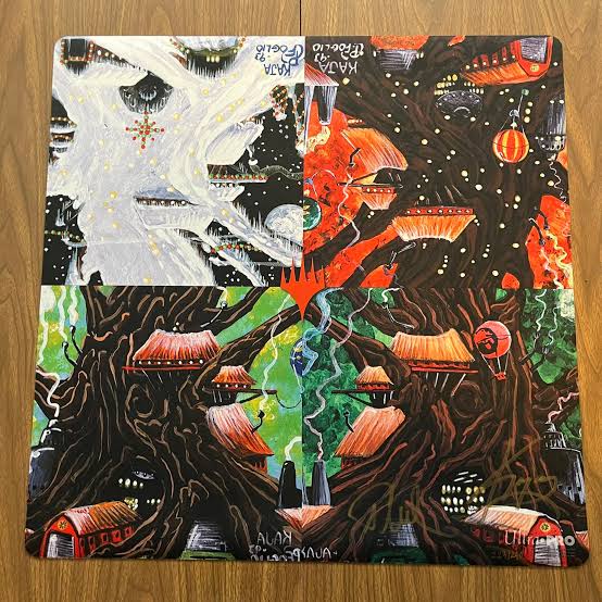 Mishra's Factory playmat signed by Phil and Kaja Foglio for sale