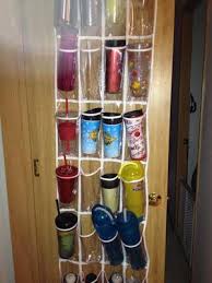 One easy way to do this is just to buy a few cases of bottled water and store them away from heat and light (which can cause the plastic to leech chemicals into the water). Water Bottle Storage Organization Ideas