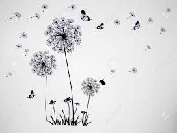 Vector illustration of dandelion seeds blowing away on the wind in the clear blue sky over green spring meadow. Dandelion Seeds And Butterflies Blowing In The Wind Stock Photo Picture And Royalty Free Image Image 110159611