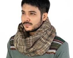 Beige Striped Jersey Infinity Scarf Necklace