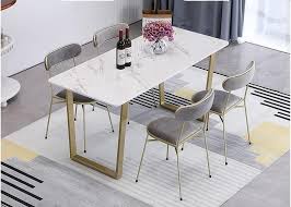 Modern And Contracted Metal Foot Nordic Marble Table White Household Use Small Family Chair C In 2020 4 Seater Dining Table Dining Table Marble Marble Dining Table Set