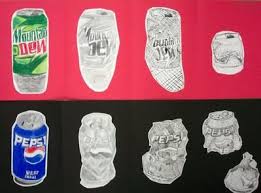 Crushed Soda Can Drawings Progression Of Can Plus Using Colored Pencil And Graphite And Different Shading Te Middle School Art Projects 8th Grade Art Jr Art