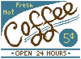 Only full cross stitches are used in this pattern. Vintage Coffee Shop Sign Cross Stitch Pattern Nerdpillo