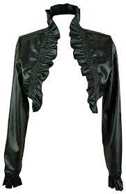New Leather Look High Neck Bolero Shrug Jacket Victorian Steampunk Goth Evening Leather Bomber Jacket Shrug Leather Bomber