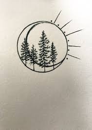 firs with moon and sun tree tattoo small forest tattoos tree tattoo