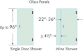 Glass shower door width