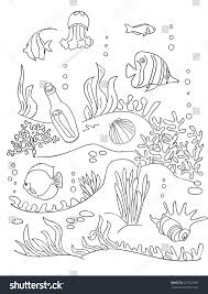 Black lines, sketch on a white background. Sea Bottom Hands Drawing Coloring Book Page For Royalty Free Stock Vector 525527869 Avopix Com