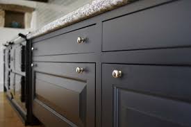 Kitchen With Spray Painted Frontages In Pewter To Match Aga Chrome Handles And Stone Bull Nose Stone Worktops Country Mutfak Mutfak