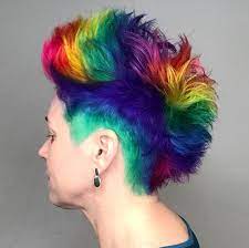 Bearainbow Rainbowhair Rainbowhairdontcare Watchmewhileishine Rainbowhaircolour Rainbowpixie Rainbow Mermaid Hair Undercut Hairstyles Women Rainbow Hair