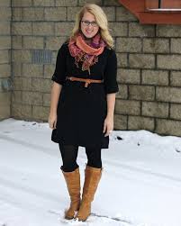 Cute Black And Brown Outfits Black Dress Black Tights Brown Boots Brown Belt Reddish Scarf Outfits I Could Make Casual Dress Outfits Tight Black Dress Fashion