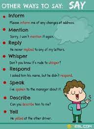 Another Word For Say 105 Useful Say Synonyms In English 7esl English Vocabulary Words Learn English Vocabulary English Phrases