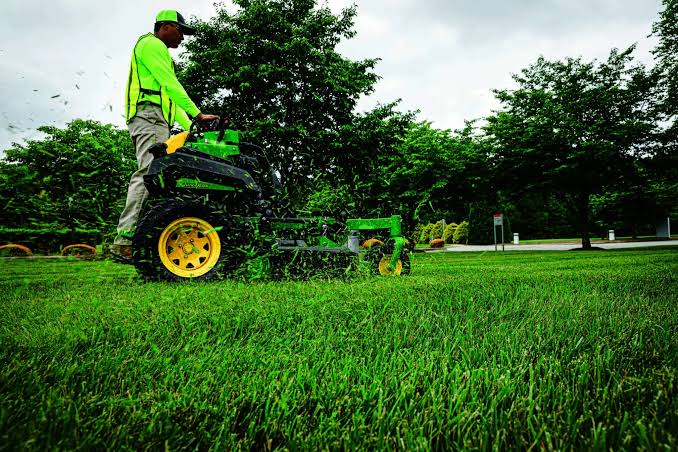 Freshly maintained green lawn