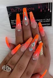 42 beautiful acrylic coffin ballerina nails design ideas this summer page 30 of 42 latest fashion trends for woman ballerina nails designs nails design with rhinestones orange acrylic nails