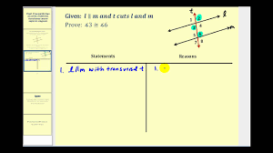 Statement for alternate interior angles: Proof Alternate Interior Angles Are Congruent Youtube
