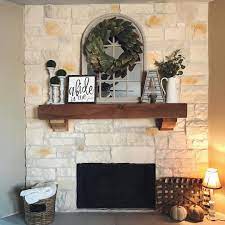 Pin By Trish Fogarty On Stone Fireplace Decor Fireplace Mantel Designs Farmhouse Fireplace Mantels Rustic Mantle Decor
