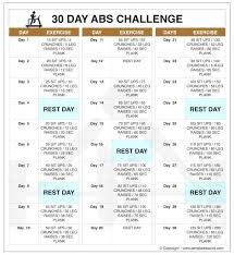 30 Day Abs Challenge Chart Before And After Results Abs