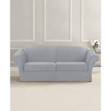 3 seater to fit (sofa): Sure Fit Suede Grey Individual T Or Box Cushion Sofa Slipcover 3 Cushion Slate Slipcovers Home Garden