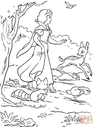 Snow White And Woodland Animals Coloring Page Supercoloring Com Snow White Coloring Pages Disney Coloring Pages Animal Coloring Pages