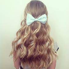 Curly Blonde Hair With Pink Bow Bows Found On Polyvore Featuring Beauty Products Haircare Hair Styling Tools Hair P Pink Blonde Hair Hair Hacks Hair Beauty
